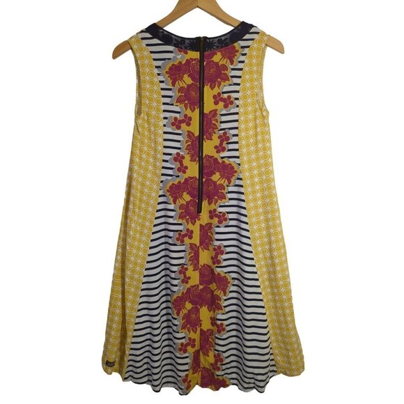 Matilda Jane Dress Womens XS Yellow Floral Golden Key Shift Sleeveless V-Neck - Picture 4 of 12
